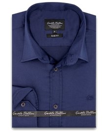 Gentili Bellini Herrenhemd - Luxus Plain Satin - Marine