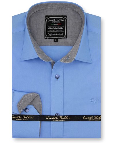 Gentili Bellini Camisa Clasica Hombre - Chambray Design - Azul