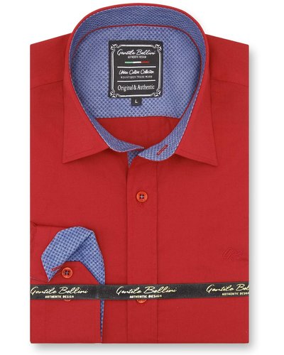 Gentili Bellini Heren Overhemd - Chambray Design - Rood