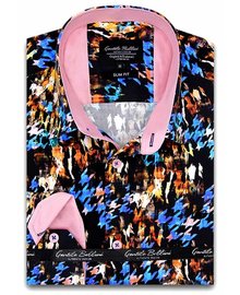 Gentili Bellini Camisa Clasica Hombre - Luxury Design Satin - Negro / Rosa
