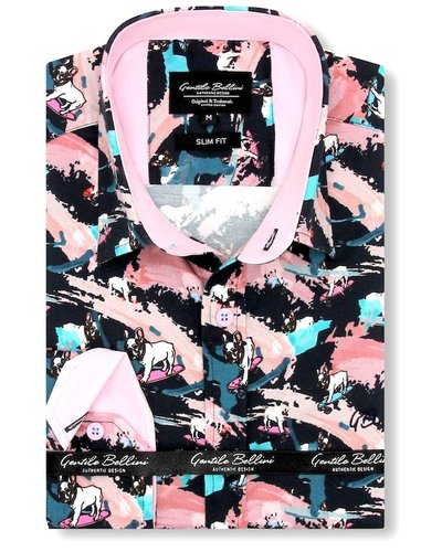 Gentili Bellini Mens Shirts - Luxury Design Satin  - Blue / Pink