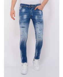 Local Fanatic Ripped Stonewashed Jeans Heren - Slim Fit -1073- Blauw