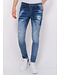 Local Fanatic Paint Splatter Ripped Jeans Mens - Slim Fit -1079- Blauw