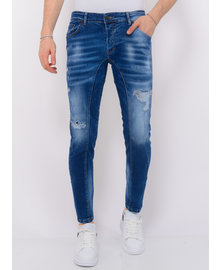 Local Fanatic Distressed Ripped Jeans Heren - Slim Fit -1082- Blauw