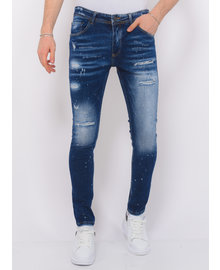Local Fanatic Stretch Denim with Paint Hombre  - Slim Fit -1074- Azul