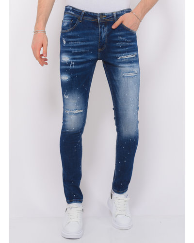 Local Fanatic  Stretch Denim with Paint Hombre - Slim Fit -1074- Azul