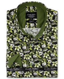 Gentile Bellini Men's Shirt - Leaves Print - Green
