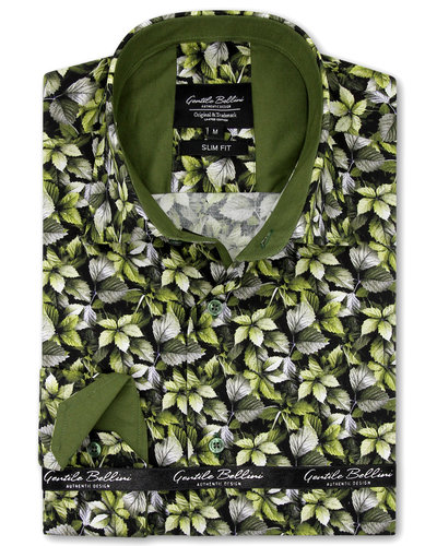 Gentile Bellini Heren Overhemd - Leaves Print - Groen