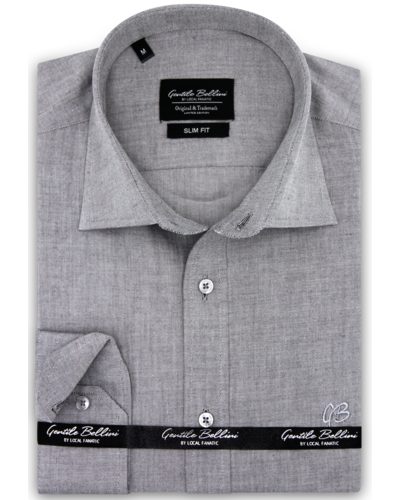 Gentile Bellini Men's Shirt - Plain Oxford Shirts - Grey