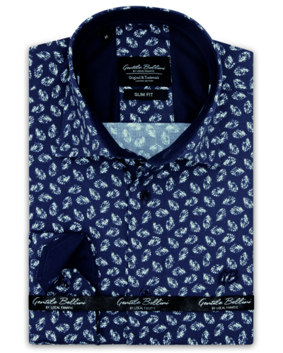 Gentile Bellini Men's Shirt - Print Long Sleeve - Blue