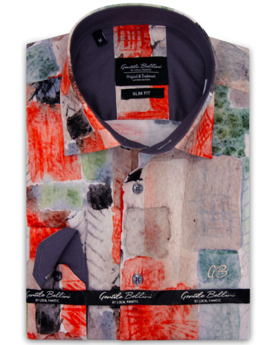 Gentile Bellini Camisa Hombre - Artwork Digital Print - Orange