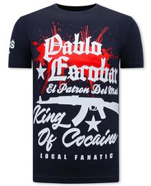 Local Fanatic T-shirt Heren - King Pablo Escobar - Blauw