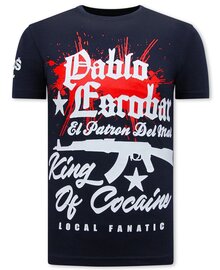 Local Fanatic T-shirt Men - King Pablo Escobar - Blue