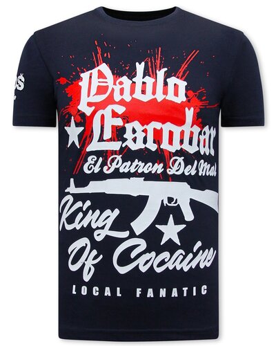 Local Fanatic T-shirt Heren - King Pablo Escobar - Blauw