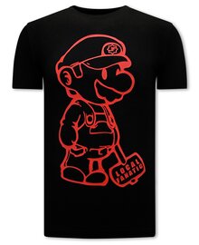 Local Fanatic T-shirt Men - Cartoon Wario - Black