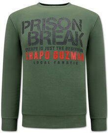 Local Fanatic Sweater Heren - Chapo Guzman Prison Break - Groen