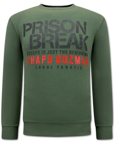 Local Fanatic Sweater Heren - Chapo Guzman Prison Break - Groen