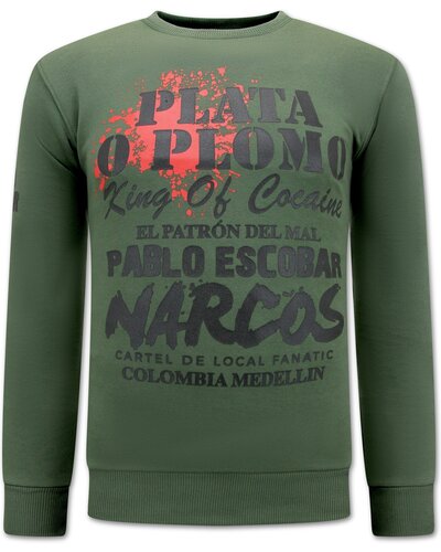 Local Fanatic Sweater Heren -  El Patron - Pablo Escobar - Groen