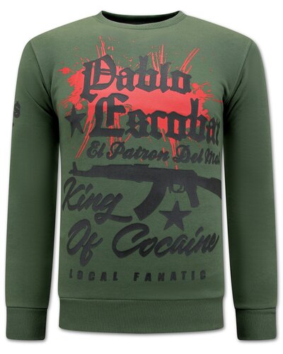 Local Fanatic Sudadera Hombre - The King Of Cocaine  Pablo Escobar – Verde