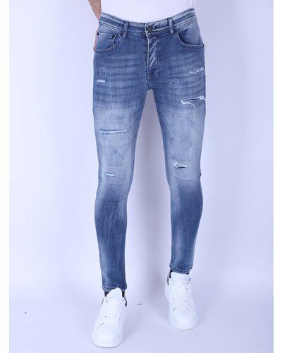 Local Fanatic Washed Torn Jeans Heren - Slim Fit -1095- Blauw