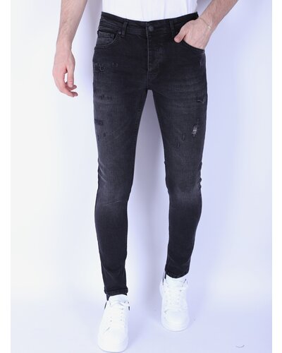 Local Fanatic Stone Wash Slim Fit Jeans met Stretch - 1105 - Zwart