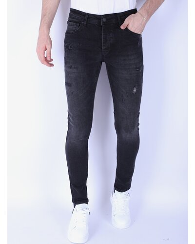 Local Fanatic Stone Wash Slim Fit Jeans with Stretch - 1105 - Black