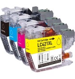 Hmerk Inktcartridges Multipack voor Brother LC421XL - 4stuks - Zwart/geel/rood/blauw | Geschikt voor Brother DCP-J1050DW - MFC-J1010DW - DCP-J1140DW - Inkt - cartridge - patroon -