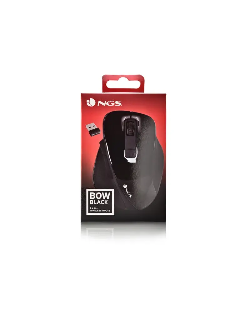 NGS NGS BOW BLACK 5 BUTTONS OPTICAL WIRELESS MOUSE, ERGONOMIC, BIG SIZE
