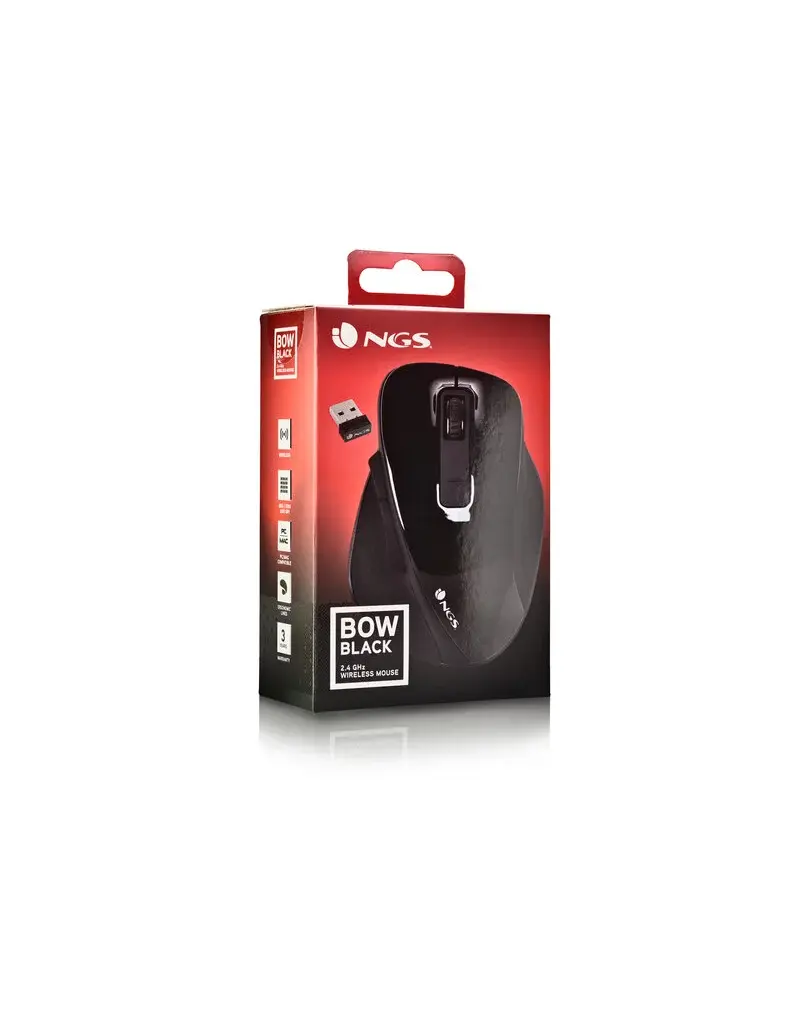 NGS NGS BOW BLACK 5 BUTTONS OPTICAL WIRELESS MOUSE, ERGONOMIC, BIG SIZE