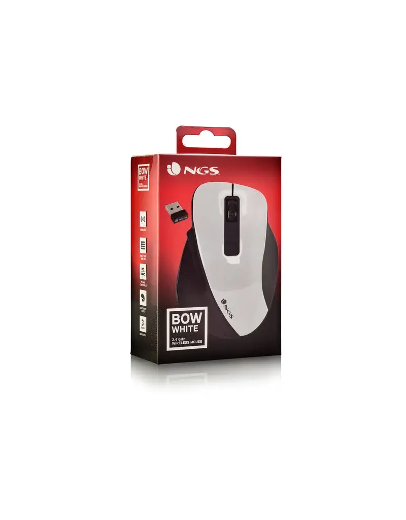 NGS NGS BOW WHITE 5 BUTTONS OPTICAL WIRELESS MOUSE, ERGONOMIC, BIG SIZE