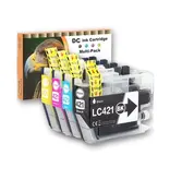 Hmerk Inktcartridges Multipack voor Brother LC421XL - 4stuks - Zwart/geel/rood/blauw | Geschikt voor Brother DCP-J1050DW - MFC-J1010DW - DCP-J1140DW - Inkt - cartridge - patroon -