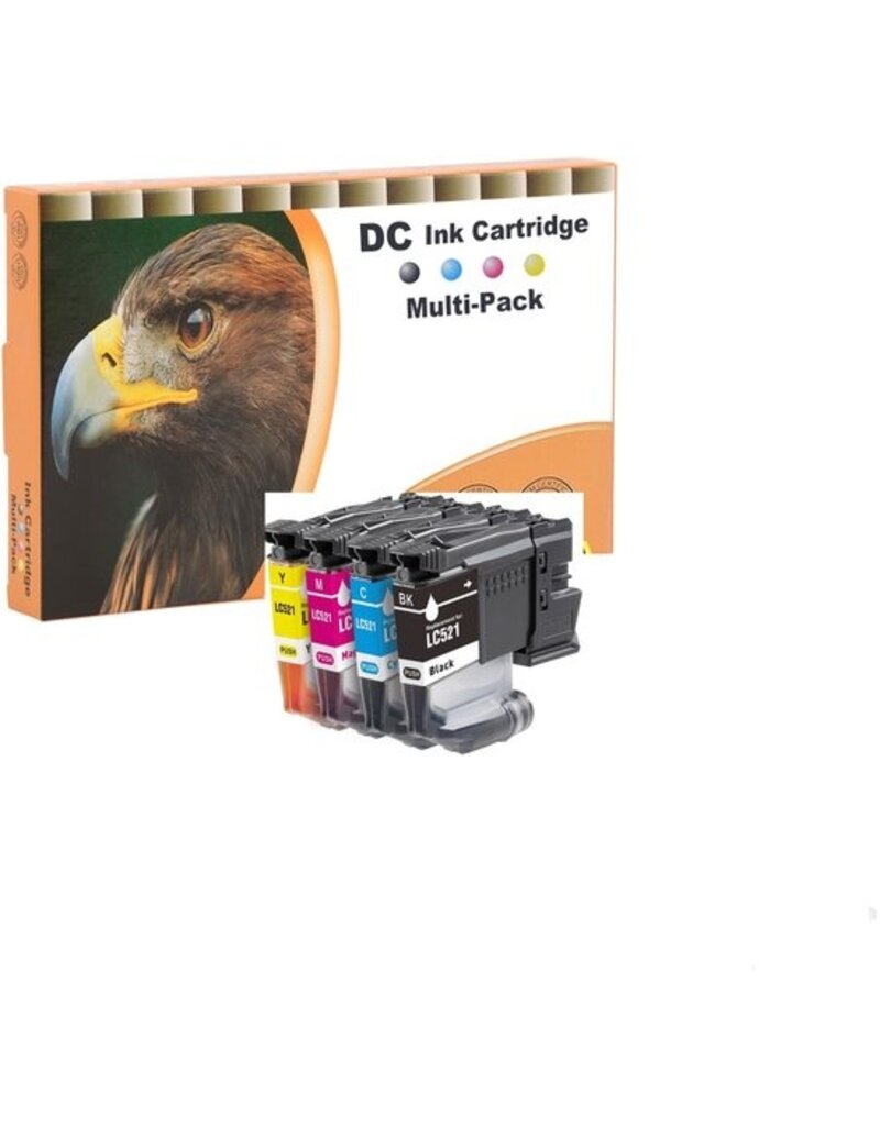 Brother DC Inktcartridges Multipack voor Brother LC521XL - 4stuks - Zwart/geel/rood/blauw