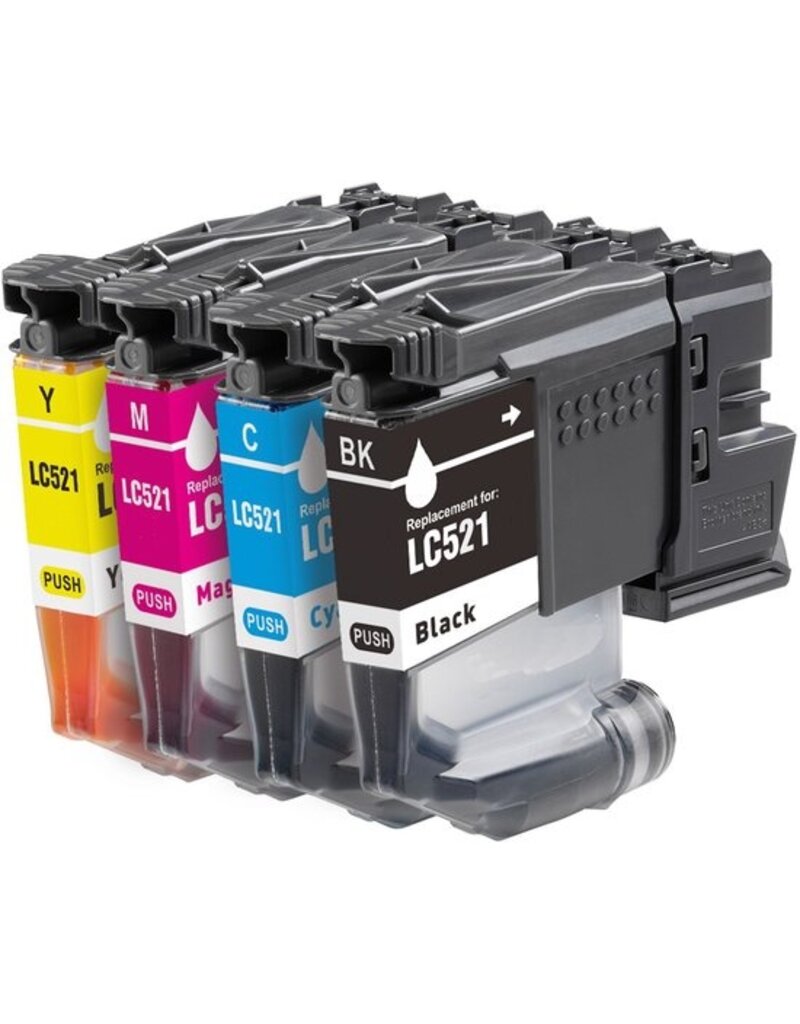 Brother DC Inktcartridges Multipack voor Brother LC521XL - 4stuks - Zwart/geel/rood/blauw