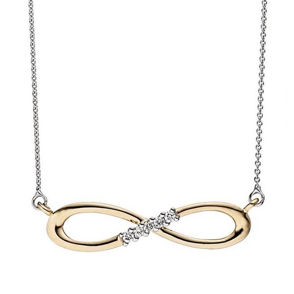  Diamant Collier, Halskette Infinity aus 585 Weißgold/Gelbgold