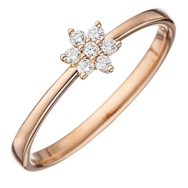  Damenring aus 585er Rotgold mit Diamanten
