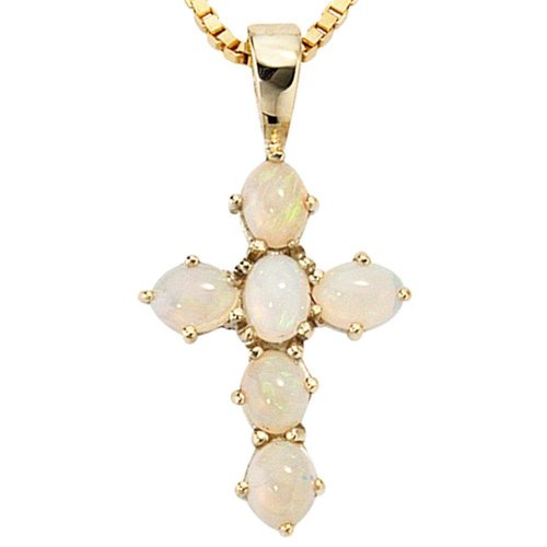 Opal Kreuz-Anhänger Gelbgold 585
