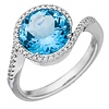 Ring mit Blautopas und Diamanten, Weißgold 585
