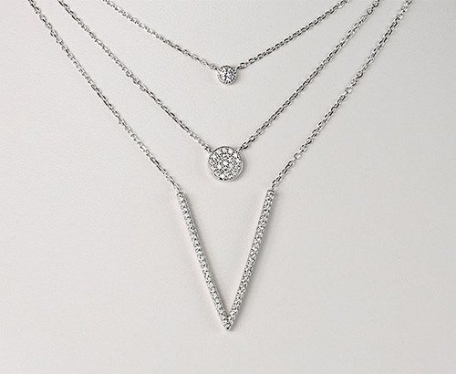 3-reihiges Collier mit Zirkonia 925 Silber