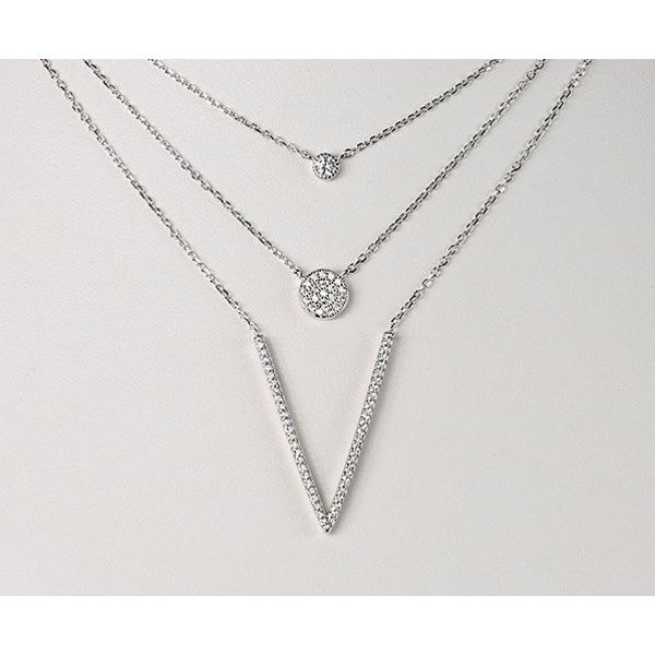  3-reihiges Collier mit Zirkonia 925 Sterling Silber