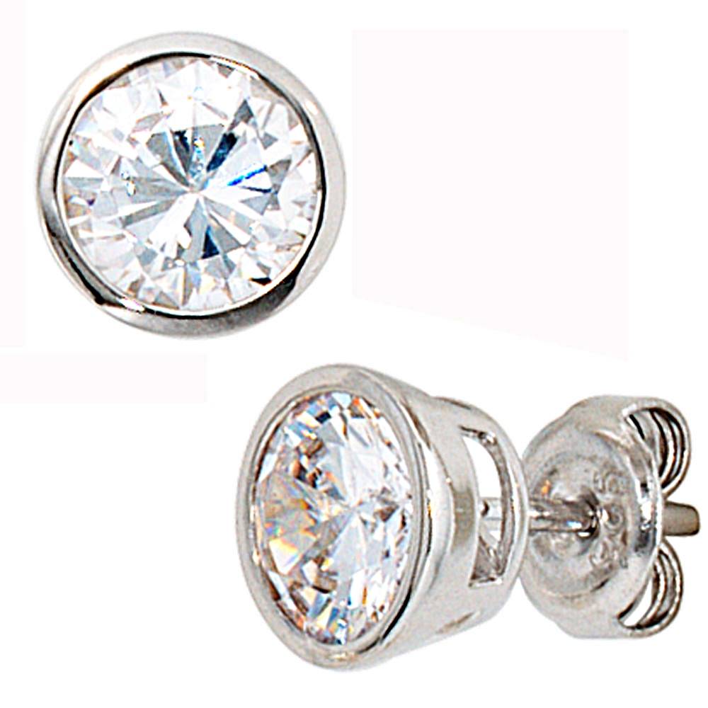 SQAQS Ohrstecker Silber 925 - 6mm Mit Zirkonia, Hypoallergen