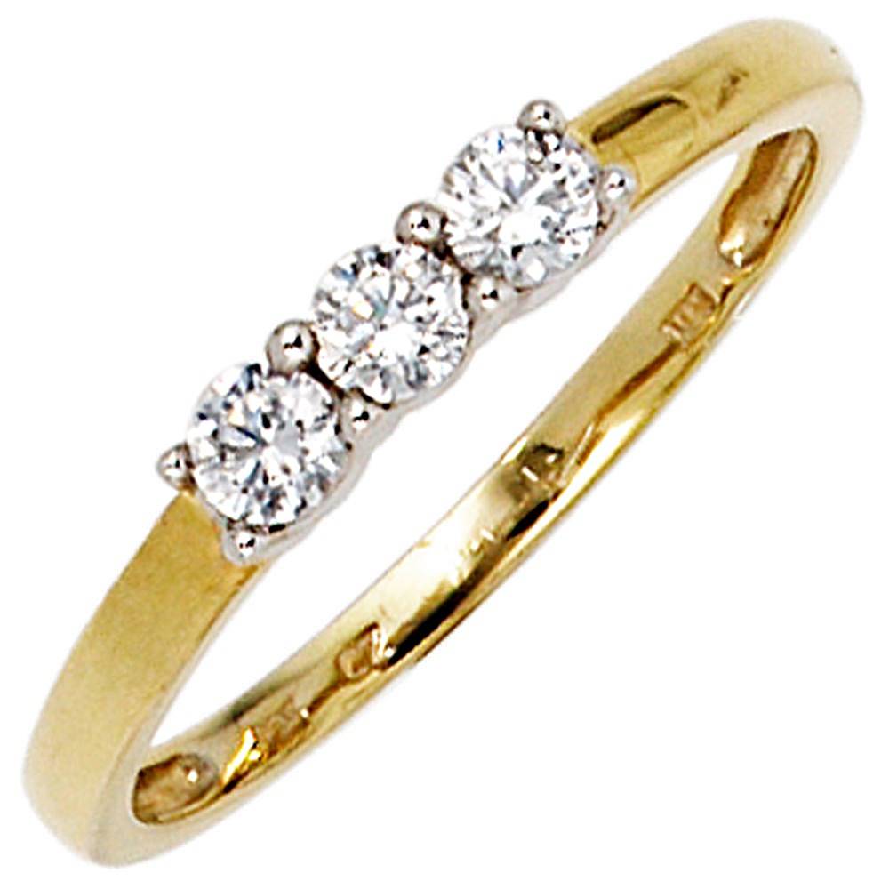 Zirkonia Ring Gelbgold/Weißgold 333