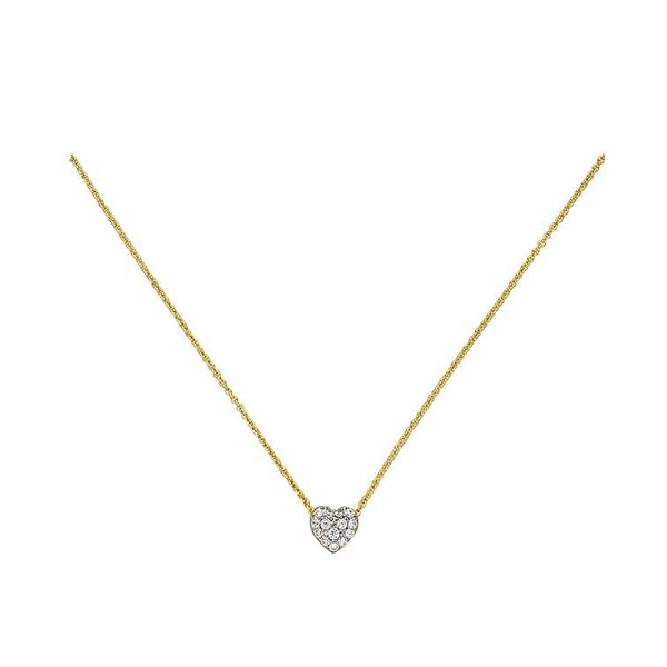  Collier mit Zirkonia Herz Gelbgold 375