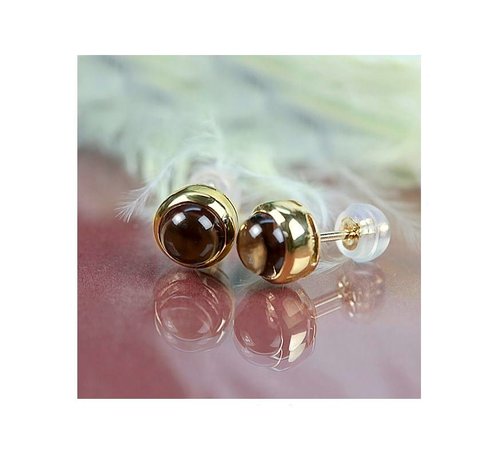 Rauchquarz Ohrstecker Gelbgold 585