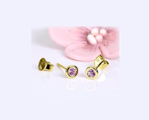 Pink Saphir Ohrstecker 0,23 ct Gelbgold 750