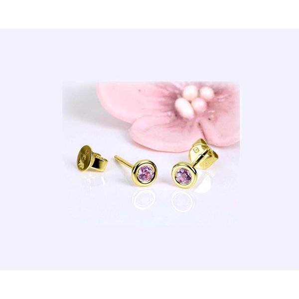  Pink Saphir Ohrstecker aus 750 Gelbgold