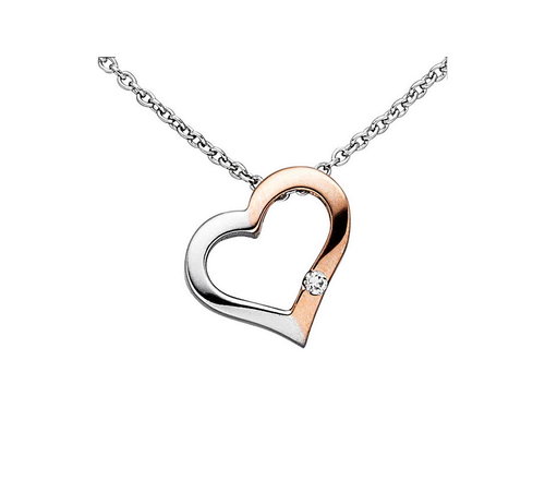 Herz-Collier mit Diamant Weißgold/Rotgold 585