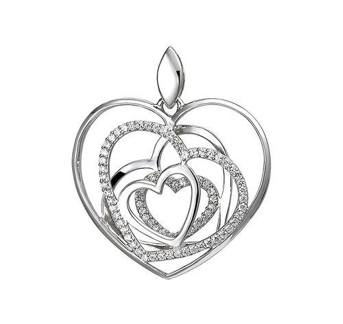 Zirkonia- Anhänger Herzen Sterling Silber 925