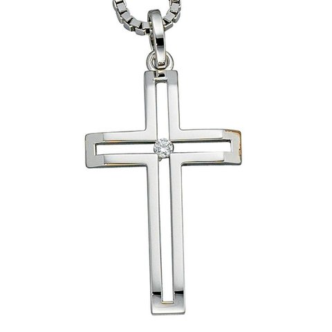 Diamant Kreuz Anhänger Weißgold 585