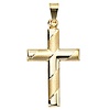 Anhänger Kreuz, Gelbgold 333, teilmattiert