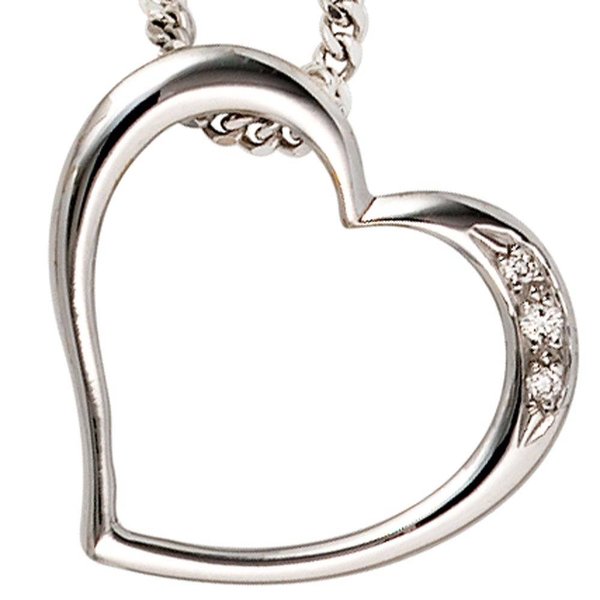  Herz-Anhänger mit Diamanten, Weißgold 585